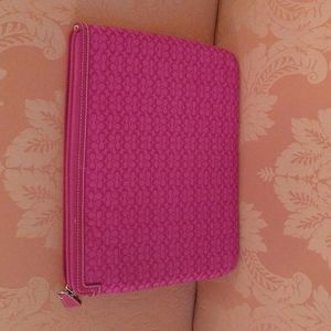 NWOT. Coach padded iPad cover hot pink Coach Signature small C 10.75 x 8.75”